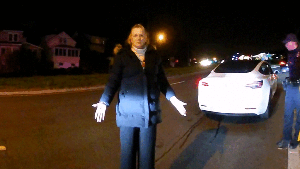 Highlands NJ Tesla DWI Arrest showing officers conducting field sobriety tests on Highway 36.