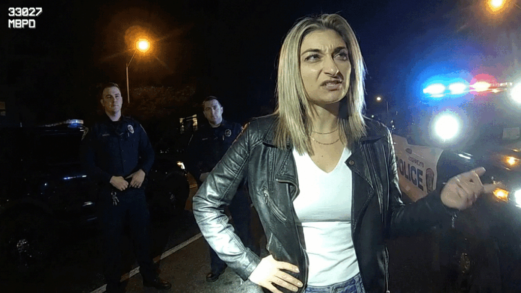 Alexa Nesbihal DWI Arrest showing officers at the scene.