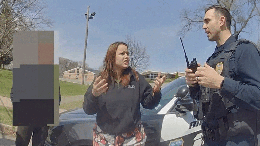 Millburn package theft arrest showing officers searching a white Mercedes-Benz SUV.