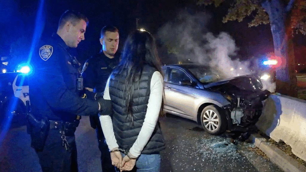 Red Bank DWI Accident scene at Marine Park showing police investigation.