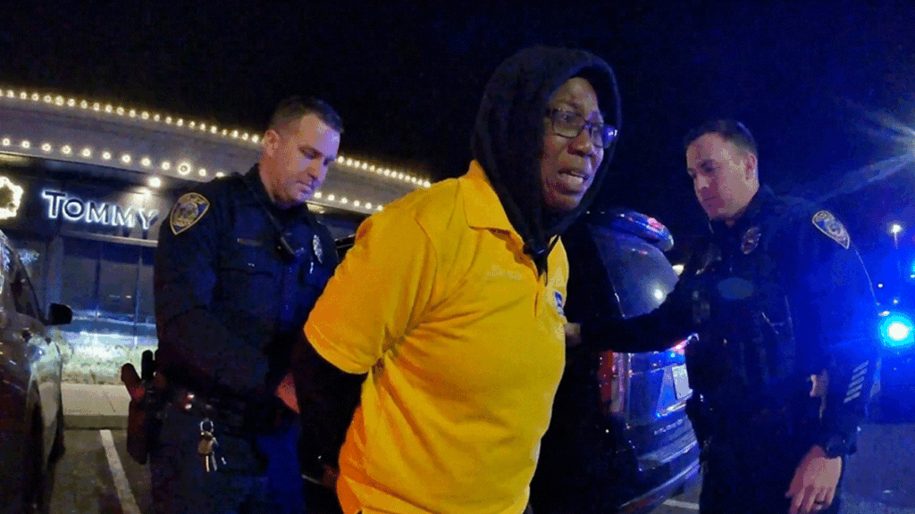 Colts Neck Security Guard Theft suspect Crystal Simmons confronted by police in parking lot.