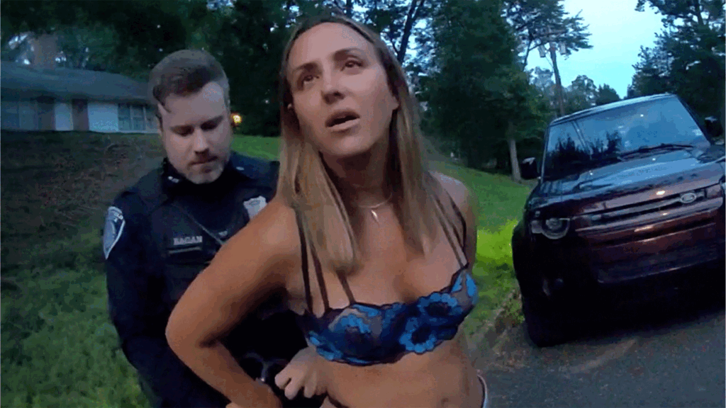 Paige Koff Westfield DUI Arrest showing officers conducting field sobriety tests on Minisink Way.