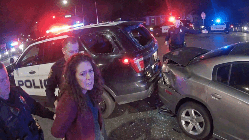 Colts Neck DWI Police Crash scene showing Officer Mason's patrol vehicle and black Lexus SUV.