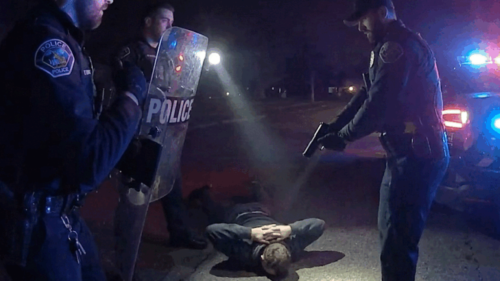 high-speed Monroe police chase showing officers at the scene.