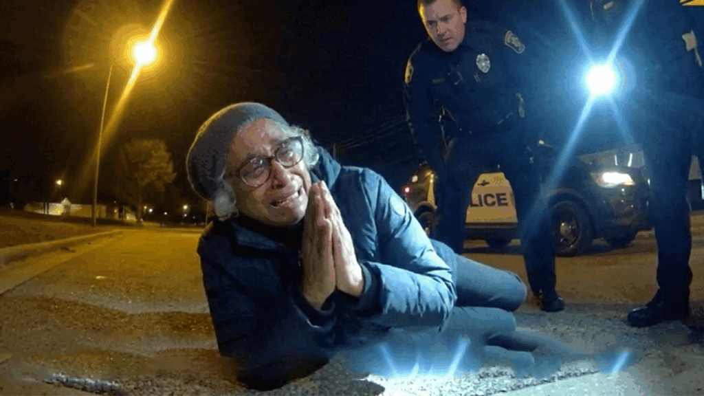 St. Charles DUI Arrest showing officers conducting a field sobriety test on East Main Street.