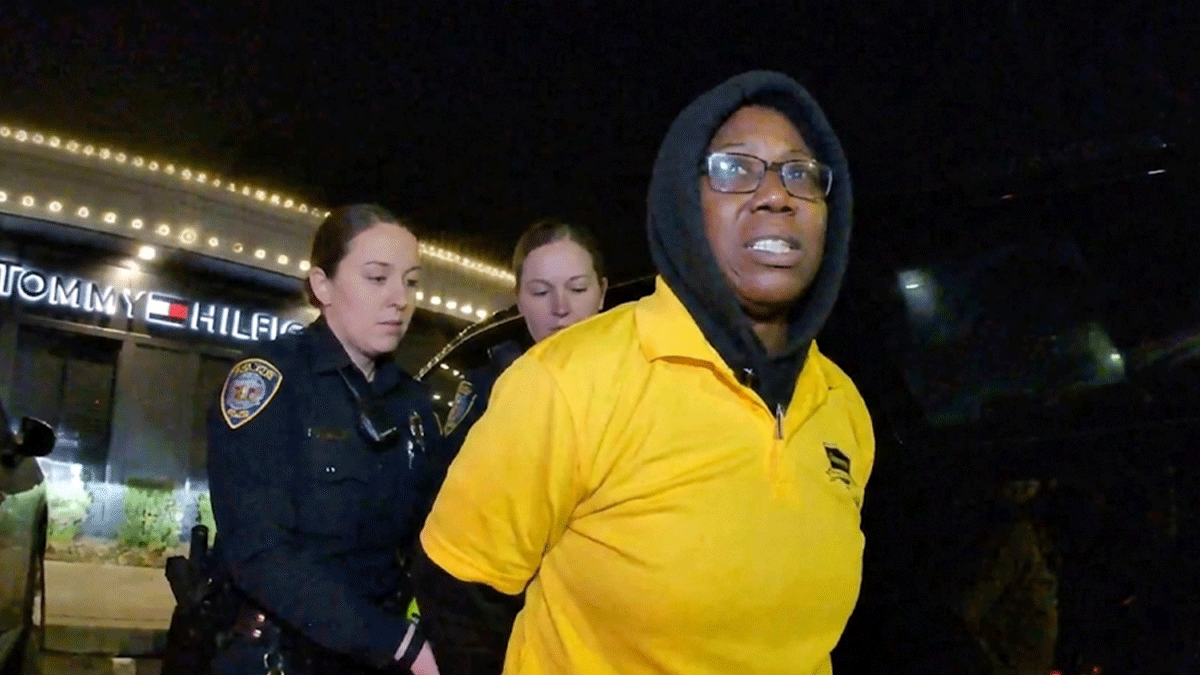 Colts Neck Security Guard Theft suspect Crystal Simmons confronted by police in parking lot.