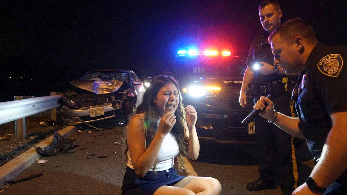 Montville DUI Bodycam showing officers speaking to driver Aakriti Thakur.