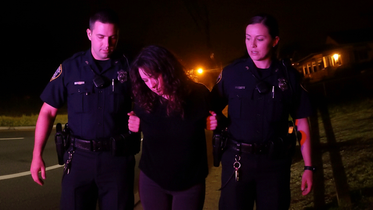 Highlands NJ DWI Arrest Zenia Rodriguez showing officers conducting field sobriety tests on the roadside.