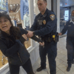 Short Hills Mall Shoplifting Arrest showing police confronting a suspect with stolen Versace sunglasses.