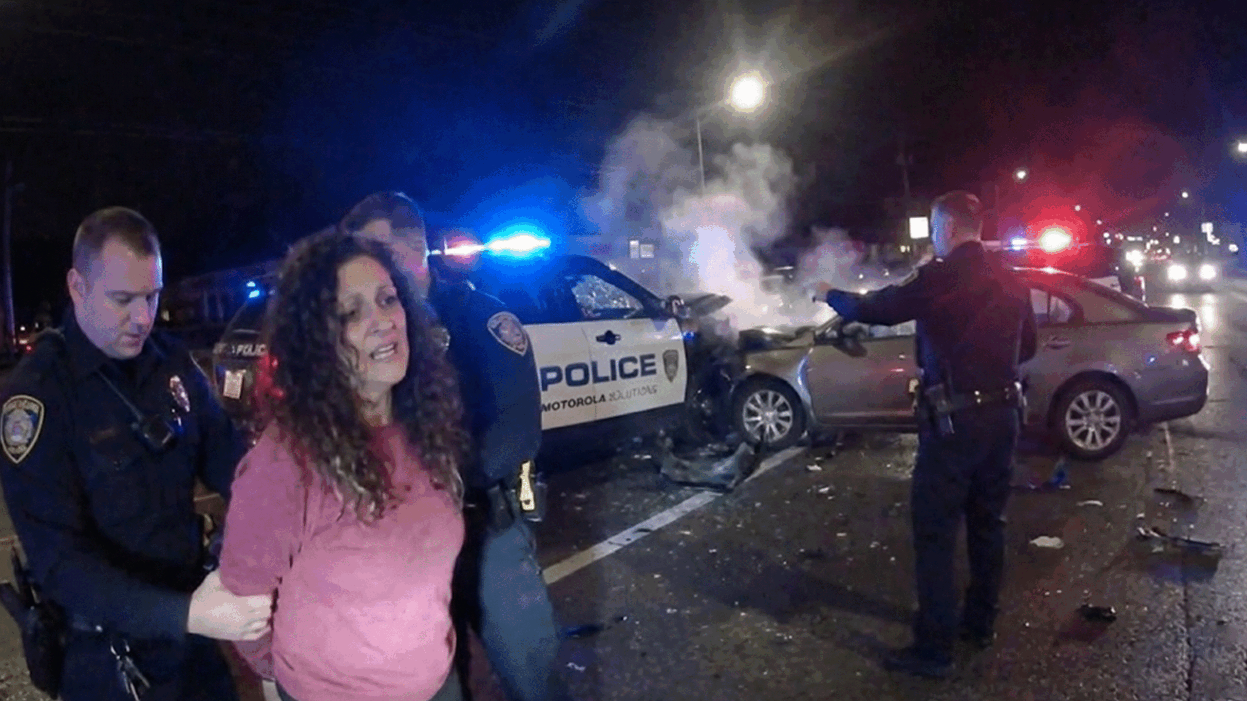 Colts Neck DWI Police Crash scene showing Officer Mason's patrol vehicle and black Lexus SUV.